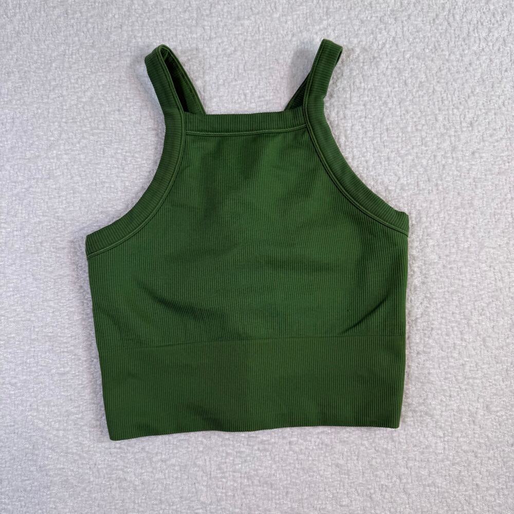Athleta Aurora Seamless High Neck V-Back Tank X-Small Baja Green